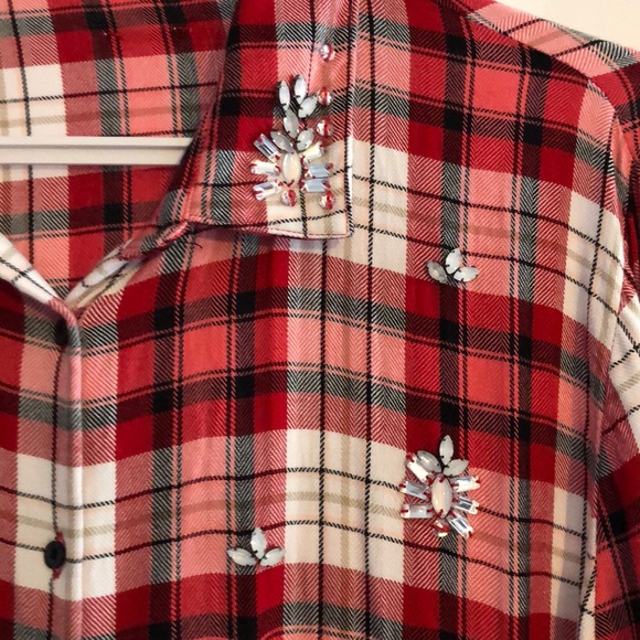 Guess plaid shirt with embroidered gemstones - Picture 3 of 6